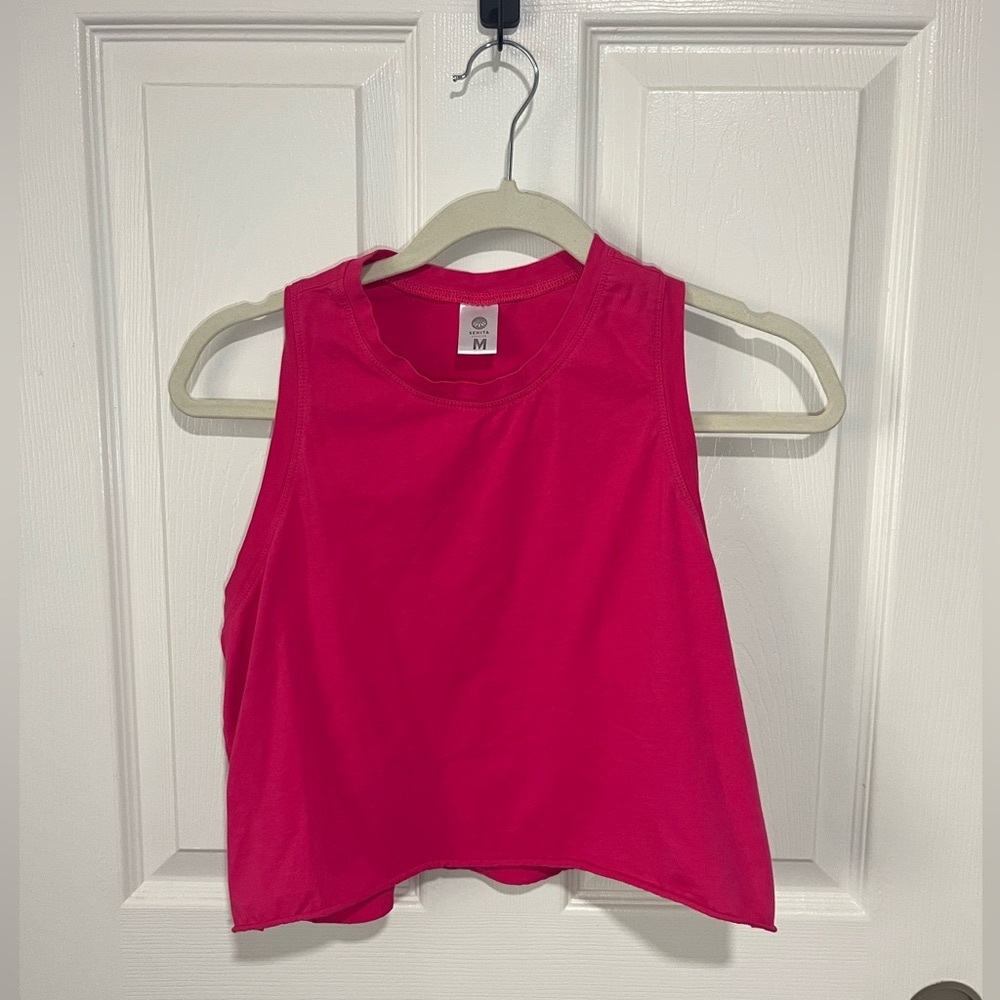 Senita Athletics Pink Crop Tank Top